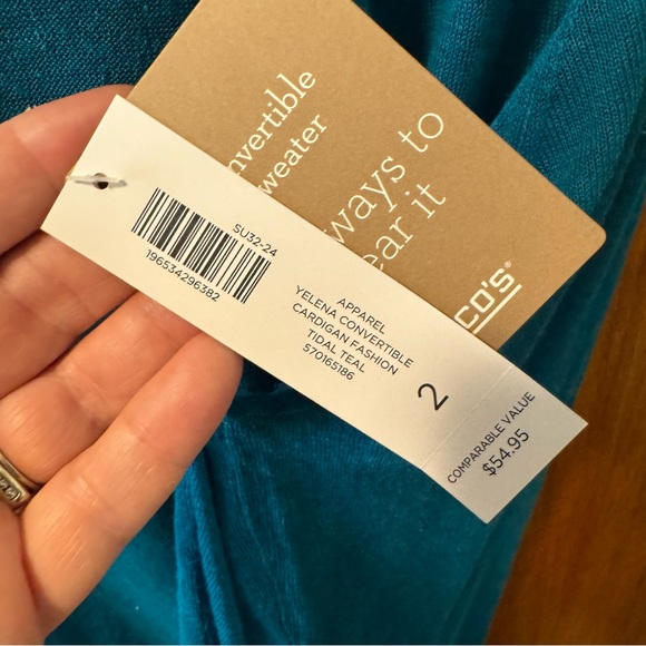 NWT Deep teal lightweight cardigan Chico's Size 2 Large - Picture 2 of 8